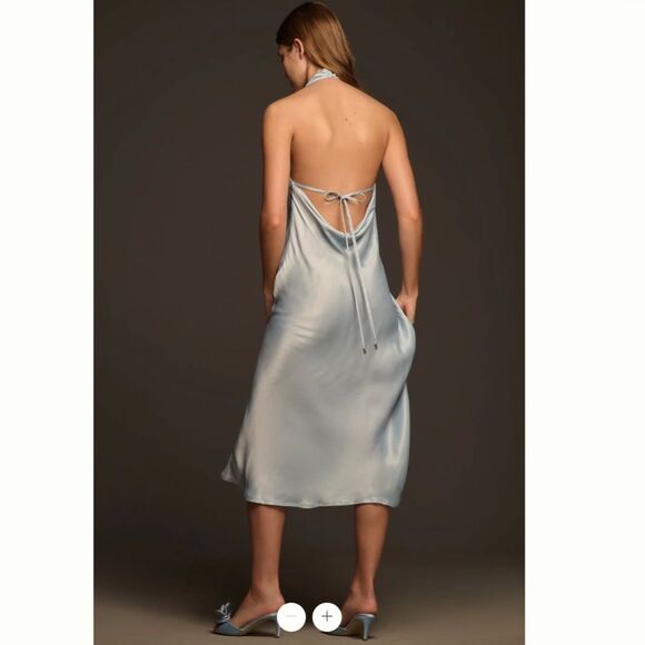 Anthropologie Conditions Apply Reidun Halter Cowl-Neck Midi Dress - Picture 2 of 4